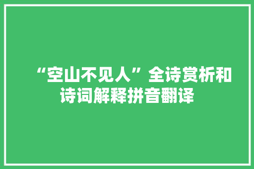 “空山不见人”全诗赏析和诗词解释拼音翻译