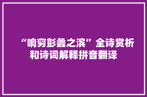 “响穷彭蠡之滨”全诗赏析和诗词解释拼音翻译