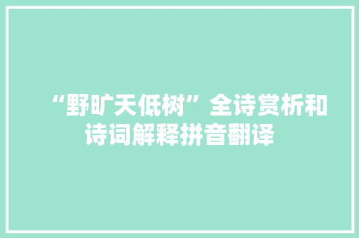 “野旷天低树”全诗赏析和诗词解释拼音翻译