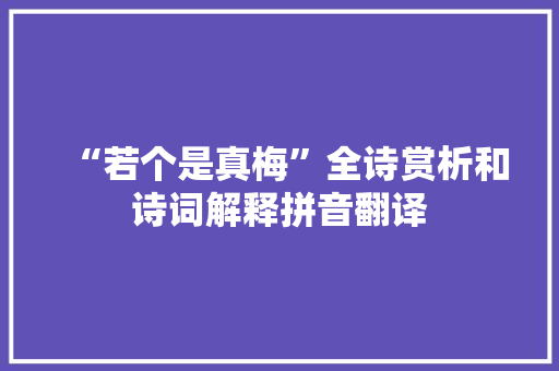 “若个是真梅”全诗赏析和诗词解释拼音翻译