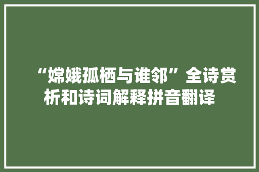 “嫦娥孤栖与谁邻”全诗赏析和诗词解释拼音翻译