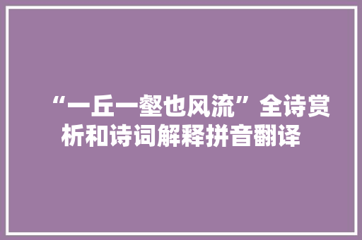 “一丘一壑也风流”全诗赏析和诗词解释拼音翻译