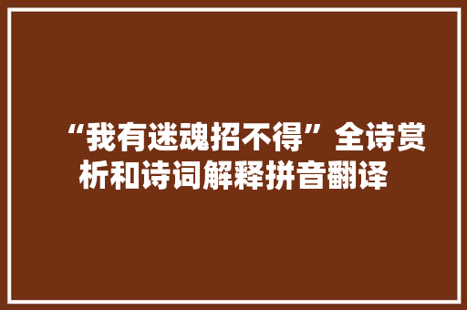 “我有迷魂招不得”全诗赏析和诗词解释拼音翻译