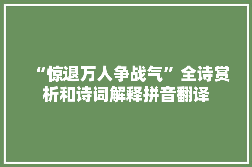 “惊退万人争战气”全诗赏析和诗词解释拼音翻译