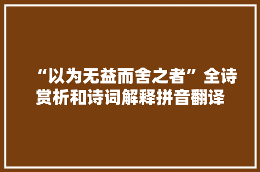 “以为无益而舍之者”全诗赏析和诗词解释拼音翻译
