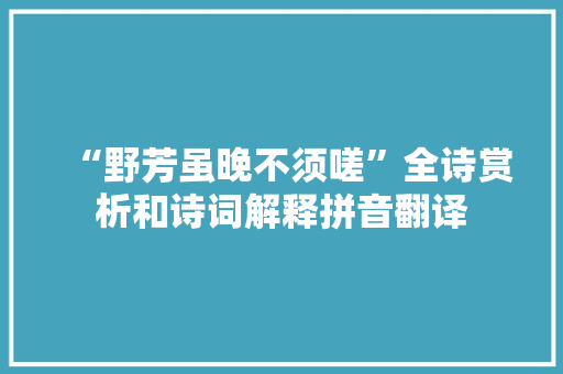 “野芳虽晚不须嗟”全诗赏析和诗词解释拼音翻译