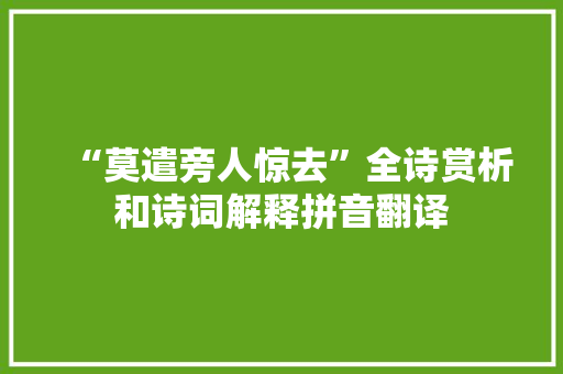 “莫遣旁人惊去”全诗赏析和诗词解释拼音翻译