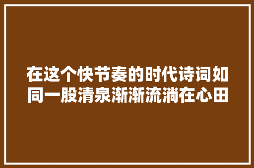 在这个快节奏的时代诗词如同一股清泉渐渐流淌在心田
