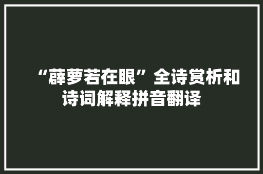 “薜萝若在眼”全诗赏析和诗词解释拼音翻译