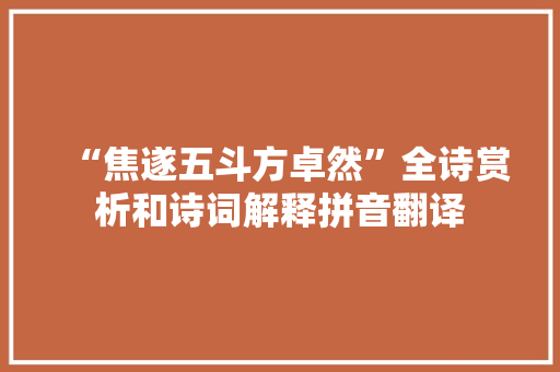 “焦遂五斗方卓然”全诗赏析和诗词解释拼音翻译