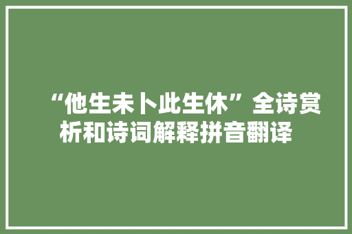 “他生未卜此生休”全诗赏析和诗词解释拼音翻译