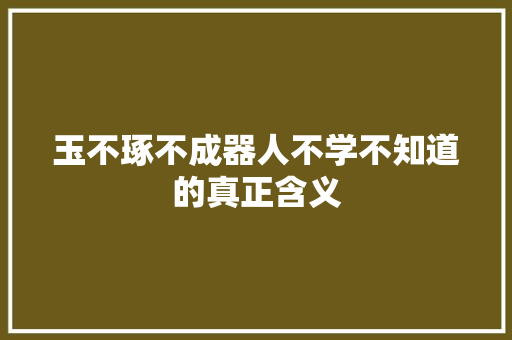 玉不琢不成器人不学不知道的真正含义