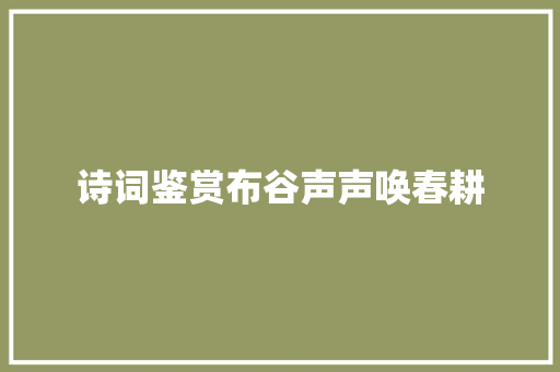 诗词鉴赏布谷声声唤春耕