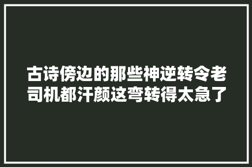 古诗傍边的那些神逆转令老司机都汗颜这弯转得太急了