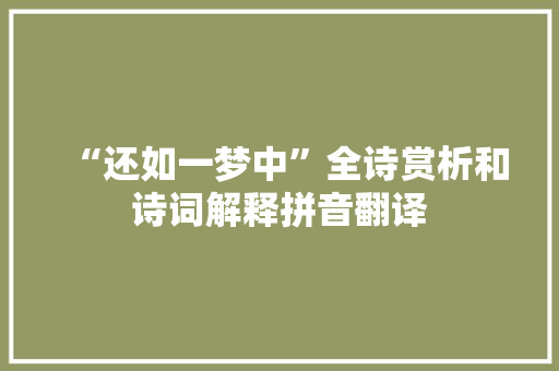 “还如一梦中”全诗赏析和诗词解释拼音翻译