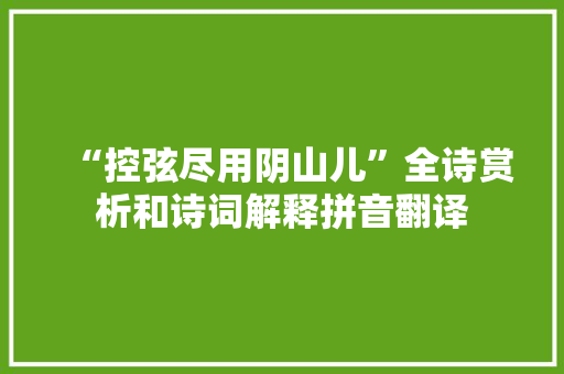 “控弦尽用阴山儿”全诗赏析和诗词解释拼音翻译