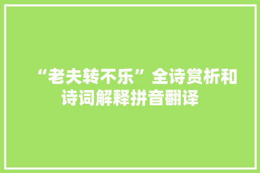 “老夫转不乐”全诗赏析和诗词解释拼音翻译