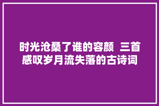 时光沧桑了谁的容颜  三首感叹岁月流失落的古诗词