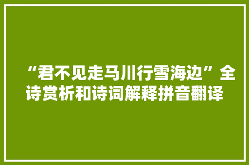 “君不见走马川行雪海边”全诗赏析和诗词解释拼音翻译