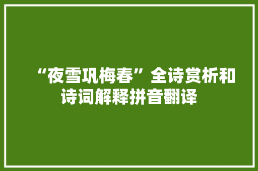 “夜雪巩梅春”全诗赏析和诗词解释拼音翻译