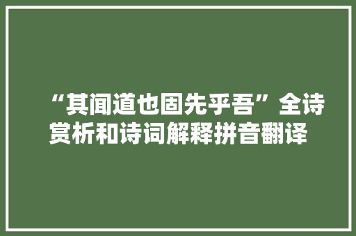 “其闻道也固先乎吾”全诗赏析和诗词解释拼音翻译