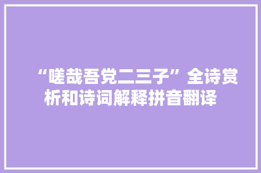 “嗟哉吾党二三子”全诗赏析和诗词解释拼音翻译