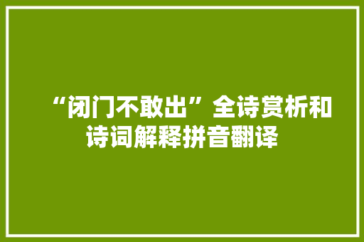 “闭门不敢出”全诗赏析和诗词解释拼音翻译