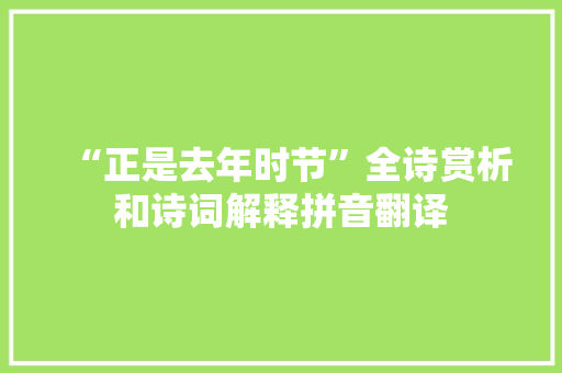 “正是去年时节”全诗赏析和诗词解释拼音翻译