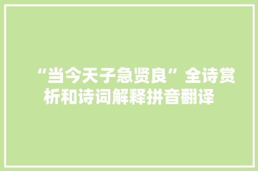“当今天子急贤良”全诗赏析和诗词解释拼音翻译