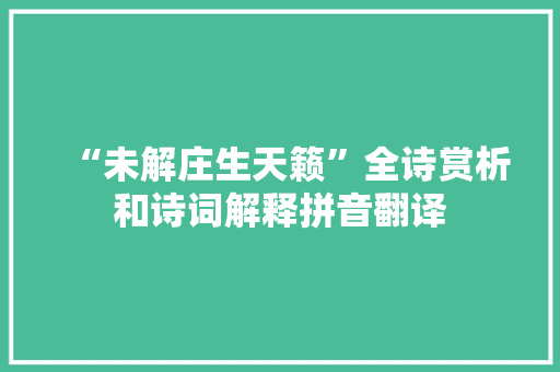“未解庄生天籁”全诗赏析和诗词解释拼音翻译