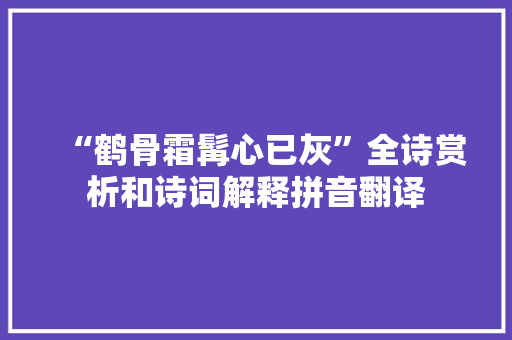 “鹤骨霜髯心已灰”全诗赏析和诗词解释拼音翻译