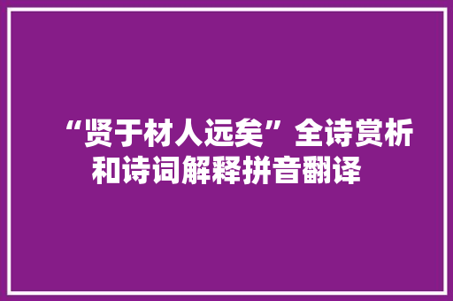 “贤于材人远矣”全诗赏析和诗词解释拼音翻译