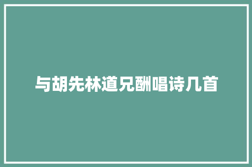 与胡先林道兄酬唱诗几首