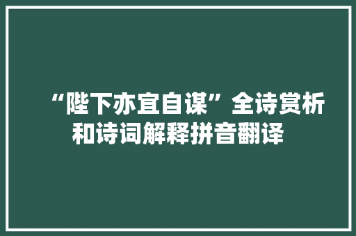 “陛下亦宜自谋”全诗赏析和诗词解释拼音翻译