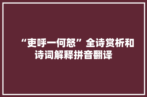 “吏呼一何怒”全诗赏析和诗词解释拼音翻译