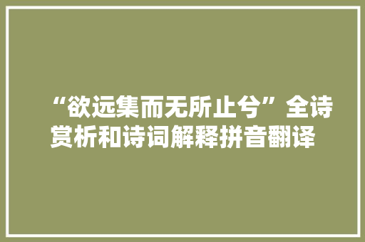 “欲远集而无所止兮”全诗赏析和诗词解释拼音翻译