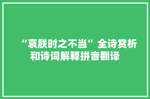 “哀朕时之不当”全诗赏析和诗词解释拼音翻译