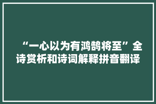 “一心以为有鸿鹄将至”全诗赏析和诗词解释拼音翻译