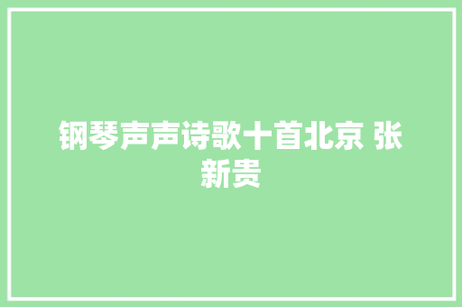 钢琴声声诗歌十首北京 张新贵